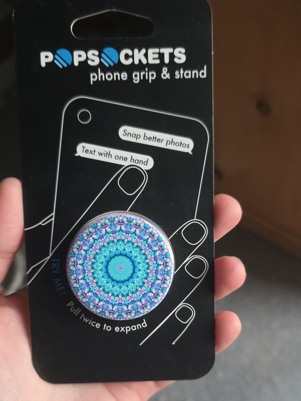 PopSocket Phone Grip & Stand - Turquoise Blue Mandala Pattern